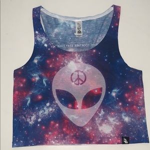 Iheartraves Alien Galaxy Crop Tank S/M